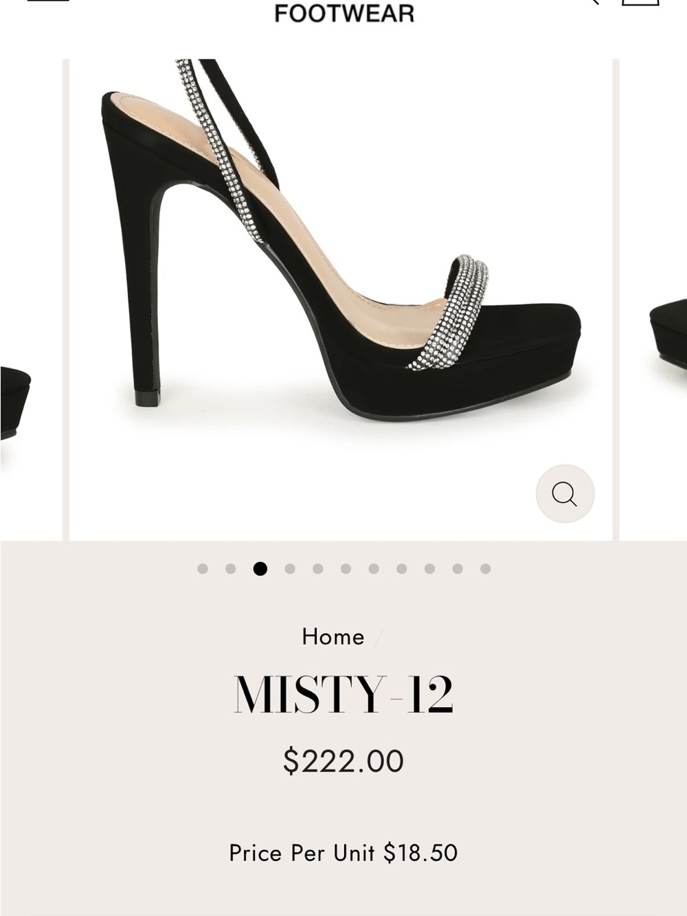 KAYLEEN By Los Angeles Black Crystal Slingback Platform Heel